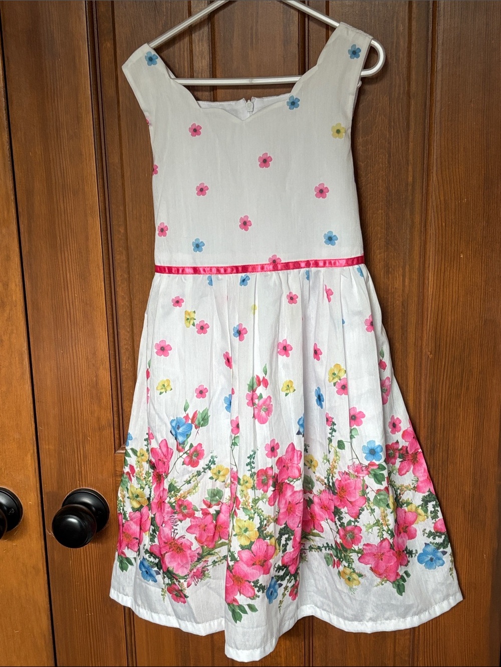 Sunny Fashion Girls Floral White Sleeveless Party Dress Size 7
